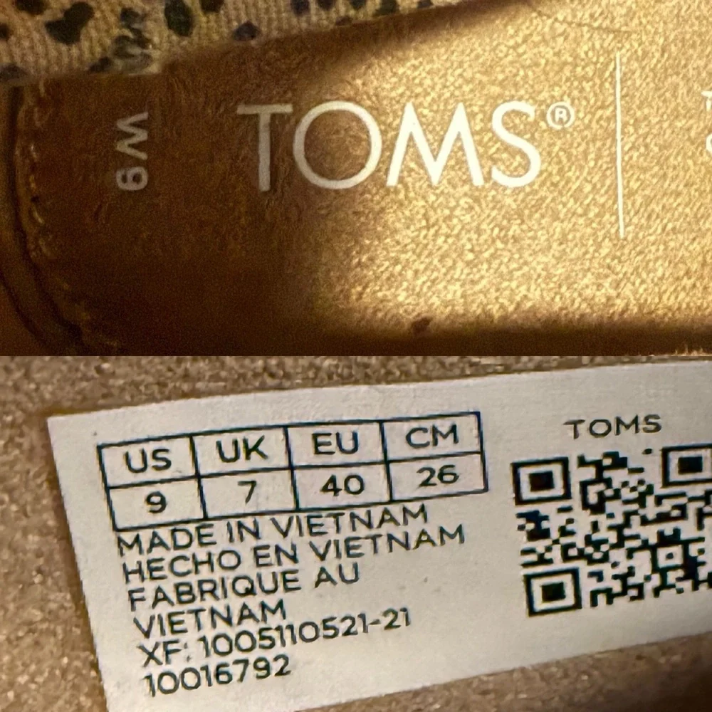 Toms Womens Shoes Tan Black Michelle Wedge Canvas Tiny Cheetah Print Size 9